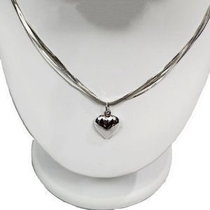 Vintage Sterling Silver Seven Strand Necklace with Heart Charm